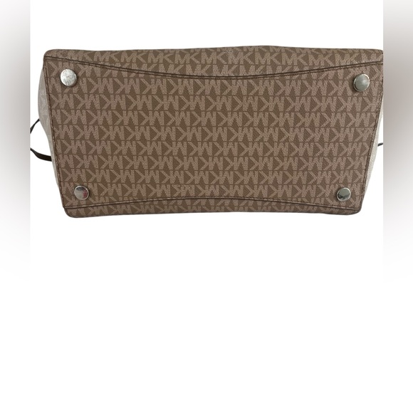 Michael Kors Driftwood Multi Signature Canvas Large Tote Shoulder Bag Zip Top - Picture 7 of 8